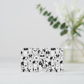 Schwarz-Weiß Niedliche Hunde Sitzgelegenheit | Dog Visitenkarte (Stehend Vorderseite)