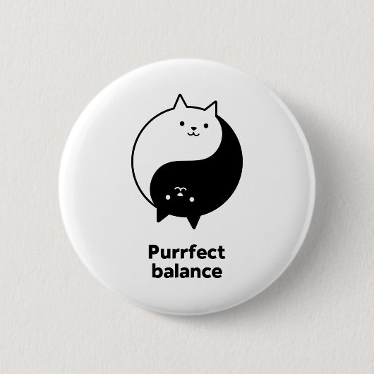 Schwarz-Weiß-Niedliche Katzen Button (Vorderseite)