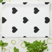 Schwarz-Weiß-Niedliches Herzmuster Geschirrtuch (Gefaltet)