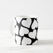 Schwarz-Weiß-Niedliches Herzmuster Kaffeetasse (Vorderseite Links)