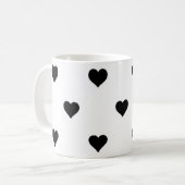 Schwarz-Weiß-Niedliches Herzmuster Kaffeetasse (Vorderseite Links)