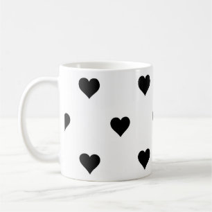 Schwarz-Weiß-Niedliches Herzmuster Kaffeetasse