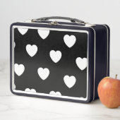 Schwarz-Weiß-Niedliches Herzmuster Metall Brotdose (Beispiel)