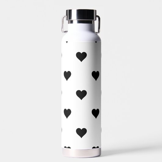 Schwarz-Weiß-Niedliches Herzmuster Trinkflasche (Vorne)