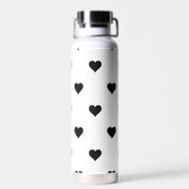 Schwarz-Weiß-Niedliches Herzmuster Trinkflasche (Rückseite)