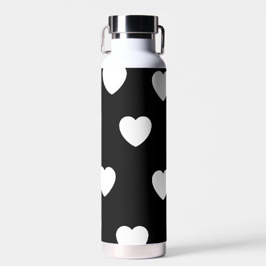 Schwarz-Weiß-Niedliches Herzmuster Trinkflasche (Vorne)