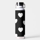 Schwarz-Weiß-Niedliches Herzmuster Trinkflasche (Rückseite)