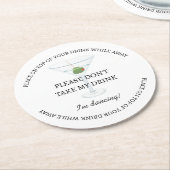 Schwarz & Weiß, nimm meine Drink-Hochzeitsfeier ni Runder Pappuntersetzer (Angewinkelt)