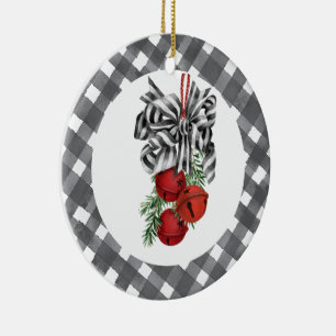 Schwarz-Weiß Noël Keramik Ornament
