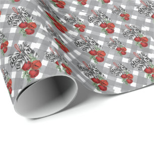Schwarz-Weiß-Noël-Rote-Schelle Geschenkpapier