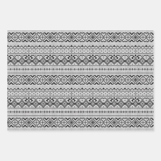 Schwarz-Weiß-Nordic Winter Weihnachten Geschenkpapier Set (Vorderseite 3)