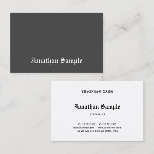 Schwarz-Weiß Nostalgie alter englischer Text Trend Visitenkarte (Vorne/Hinten)