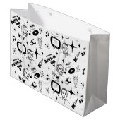 Schwarz-Weiß Nostalgischer Retro-Stil der 1950er J Große Geschenktüte (Vorderseite Schrägansicht)