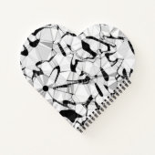Schwarz-Weiß-Notebook in Motion Heart Shaped Notizblock (Rückseite)