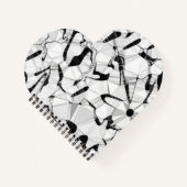 Schwarz-Weiß-Notebook in Motion Heart Shaped Notizblock (Vorderseite)
