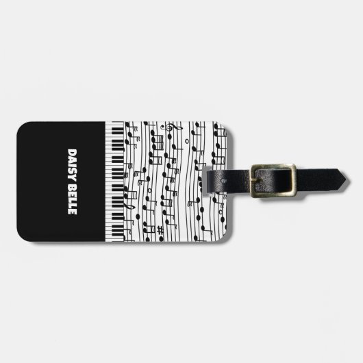 Schwarz-Weiß-Noten-Gepäckanhänger Gepäckanhänger (Vorderseite horizontal)