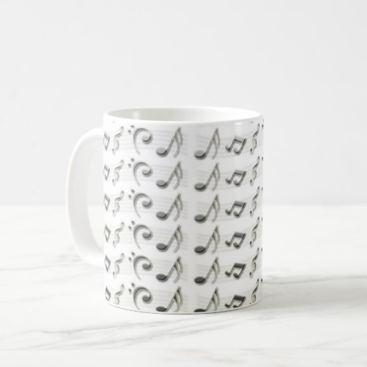 Schwarz-Weiß-Noten Kaffeetasse (Vorderseite Links)