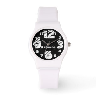 Schwarz-Weiß-Nummern Armbanduhr