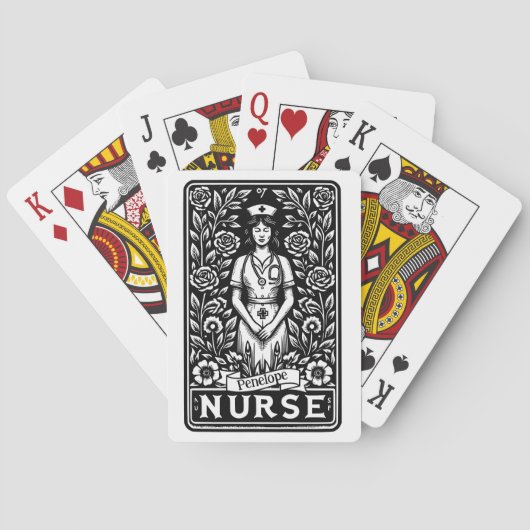 Schwarz-Weiß Nurse Tarot illustriert Spielkarten (Rückseite)