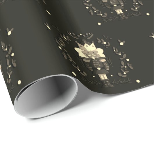 Schwarz-Weiß-Nussknacker Geschenkpapier (Rolleneckpunkt)