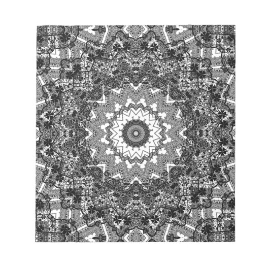 Schwarz-weiß, offen, Mandala Notizblock (Vorderseite)