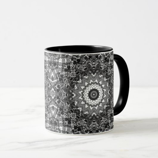 Schwarz-weiß, offen, mandala tasse (VorderseiteRechts)