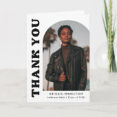 Schwarz-Weiß-Offset-Abschluss Arch 4 Foto Dankeskarte (Vorderseite)