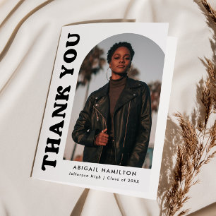 Schwarz-Weiß-Offset-Abschluss Arch 4 Foto Dankeskarte