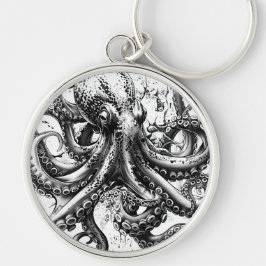 Schwarz-Weiß-Oktopus ähneln dem Tintenfisch des Ja Schlüsselanhänger