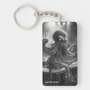 Schwarz-Weiß-Oktopus-Drummer-Schlüsselanhänger Schlüsselanhänger