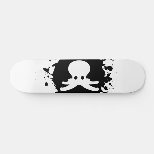 Schwarz-Weiß-Oktopus Tintenfisch Spritzer Skateboard (Horizontal)
