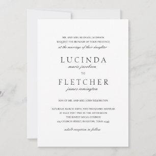 Schwarz-Weiß Old Money QR-Code Elegante Hochzeit Einladung