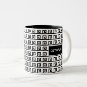 Schwarz-Weiß-Olympian Geometric-Muster Zweifarbige Tasse (VorderseiteRechts)