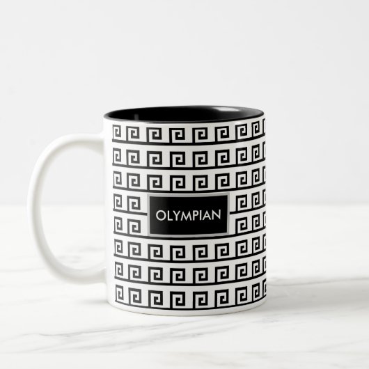 Schwarz-Weiß-Olympian Geometric-Muster Zweifarbige Tasse (Links)
