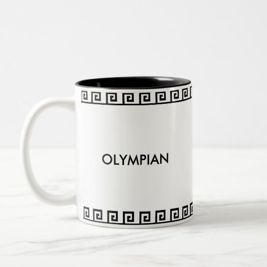 Schwarz-Weiß-Olympian Geometric-Muster Zweifarbige Tasse (Links)