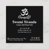 Schwarz-Weiß-Om (Om) HIndu-Meditationssymbol Quadratische Visitenkarte (Rückseite)