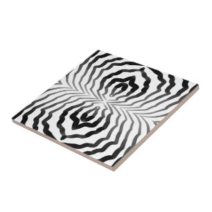 Schwarz-Weiß-Ombre-Hypnotische-Welligkeits-Streife Fliese