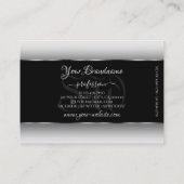 Schwarz-Weiß-Ombre-Initialen Oval-Silber-Rahmen Visitenkarte (Rückseite)