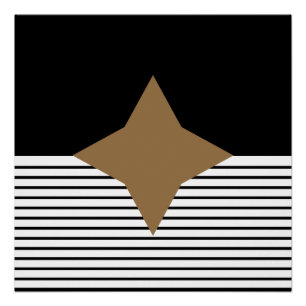 Schwarz-weiß Op Art Brown Diamond Poster