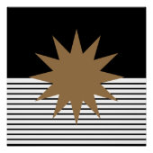 Schwarz-weiß Op Art Brown Sun Poster (Vorderseite)