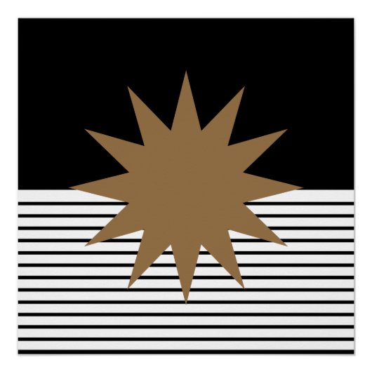 Schwarz-weiß Op Art Brown Sun Poster (Vorderseite)