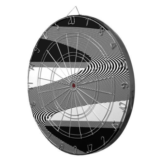 Schwarz-Weiß-Op-Art-Design, Dartboard Dartscheibe (Vorderseite rechts)