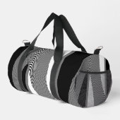 Schwarz-Weiß-Op-Art-Design, Duffle Bag (Rechte Ecke)