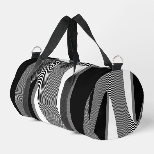 Schwarz-Weiß-Op-Art-Design, Duffle Bag (Linke Seite)