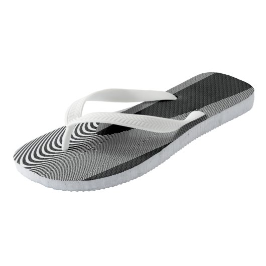 Schwarz-Weiß Op Art Design, Flip Flops Badesandalen (Schrägansicht)