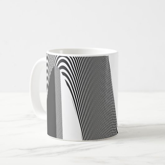Schwarz-Weiß-Op-Art-Design, Kaffee-Tasse Kaffeetasse (Vorderseite Links)