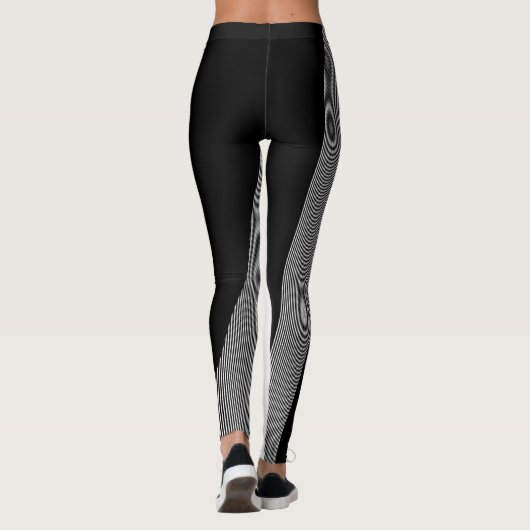 Schwarz-Weiß-Op-Art-Design, Leggings (Rückseite)