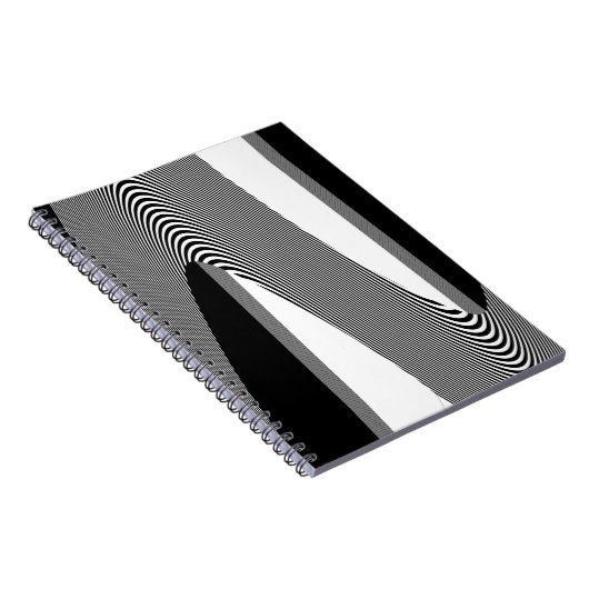 Schwarz-Weiß-Op-Art-Design, Notebook Notizblock (Rechte Seite)