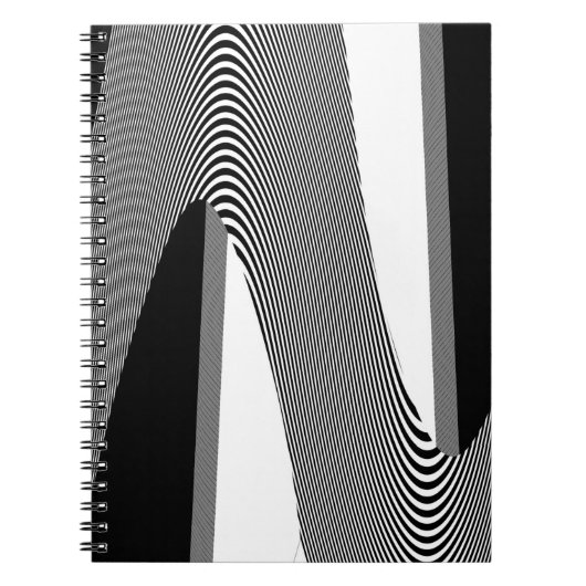 Schwarz-Weiß-Op-Art-Design, Notebook Notizblock (Vorderseite)