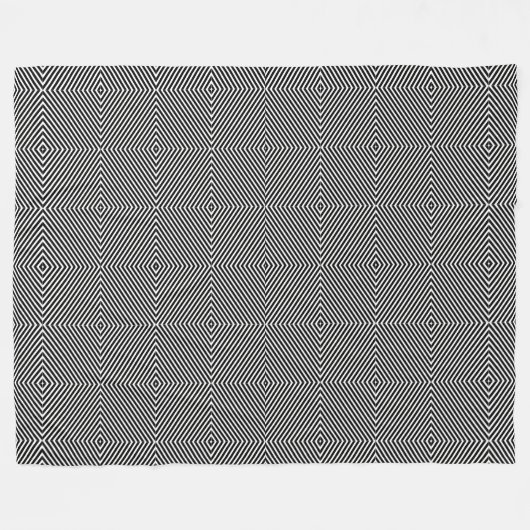 Schwarz-Weiß-Op-Art Diamantstreifen geometrisch Fleecedecke (Vorderseite (Horizontal))